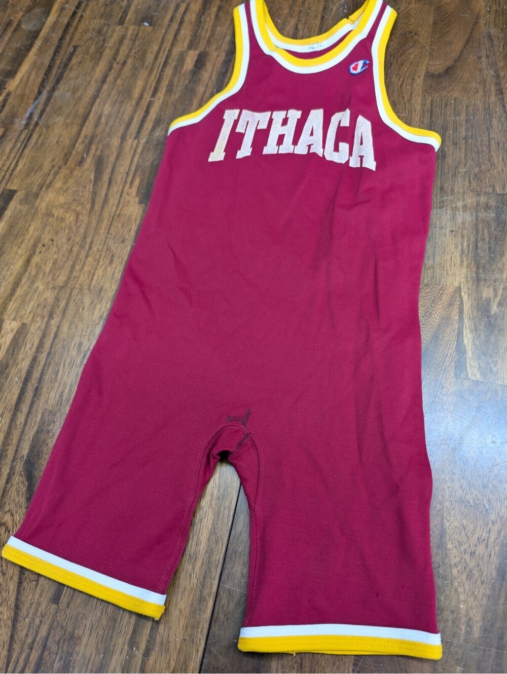 Ithaca Vintage Champion Wrestling Singlet Maroon Gold Medium